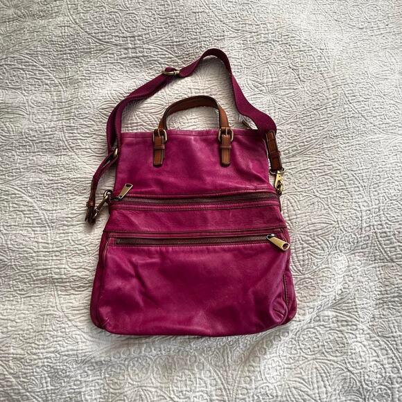 Magenta leather crossbody bag Fossil - Picture 5 of 5